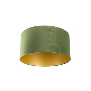 Zamatové tienidlo na lampu zelené 50/50/25 so zlatým interiérom vyobraziť
