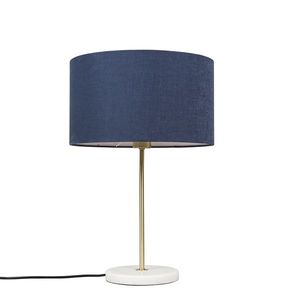 Stolná lampa mosadz s modrým tienidlom 35 cm - Kaso vyobraziť