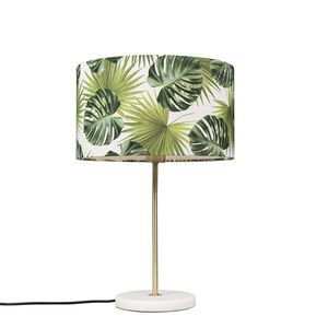 Moderná stolná lampa mosadz s tienidlom z listov 35 cm - Kaso vyobraziť