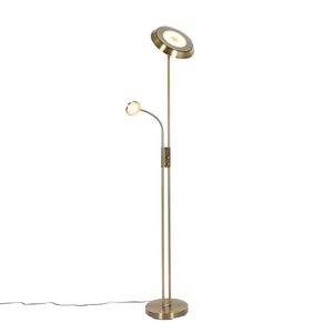 Stojaca lampa bronzová vrátane LED a stmievača s lampou na čítanie - Fez vyobraziť