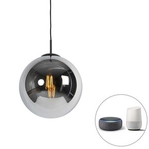 Inteligentné závesné svietidlo čierne s dymovým sklom 30 cm vrátane Wifi ST64 - Pallon vyobraziť