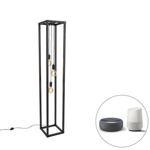 Inteligentná stojaca lampa čierna 3-svetlá vrátane Wifi G95 - Big Cage vyobraziť
