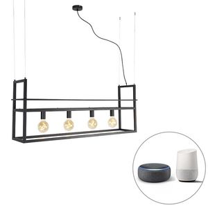 Inteligentné závesné svietidlo čierne s poličkou Veľké 4-žiarovkové vrátane Wifi G95 - Cage Rack vyobraziť