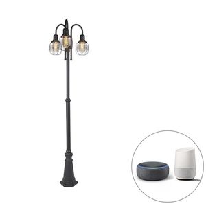 Inteligentná vonkajšia lampa čierna 3-svetlo IP44 vrátane Wifi ST64 - Guardado vyobraziť
