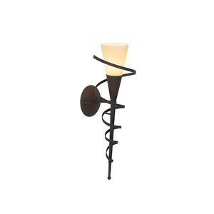 Rustikálna nástenná lampa hrdzavohnedá s krémovým sklom - Castle vyobraziť