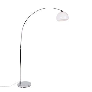 Moderná oblúková lampa chrómová s bielym tienidlom - Arc Basic vyobraziť