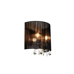Klasická nástenná lampa chróm s čiernym tienidlom - Ann-Kathrin 2 vyobraziť