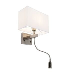 Moderná nástenná lampa oceľ s tienidlom bielym - Bergamo vyobraziť