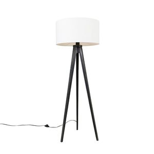 Stojaca lampa trojnožka čierna s tienidlom bielym 50 cm - Tripod Classic vyobraziť