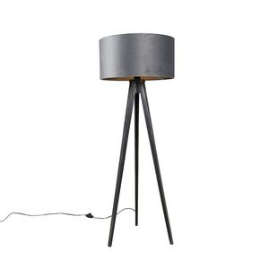 Stojaca lampa trojnožka čierna so sivým tienidlom 50 cm - Tripod Classic vyobraziť