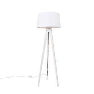 Moderná stojaca lampa trojnožka biela s tienidlom z ľanu biela 45 cm - Tripod Classic vyobraziť