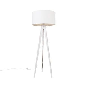 Moderná stojaca lampa trojnožka biela s tienidlom bielym 50 cm - Tripod Classic vyobraziť