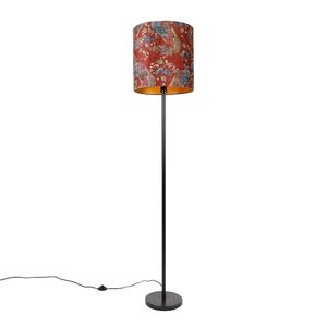 Stojaca lampa čierna tienidlo páv dizajn červený 40 cm - Simplo vyobraziť