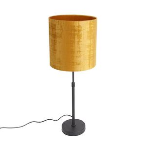 Stolná lampa čierna zamatový tienidlo zlatá 25 cm nastaviteľná - Parte vyobraziť