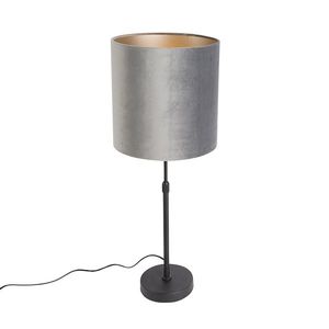 Moderná stolná lampa čierna tienidlo z látky sivé 25 cm nastaviteľná - Parte vyobraziť