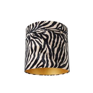 Zamatový tienidlo lampy Zebra dizajn 40/40/40 zlatý interiér vyobraziť