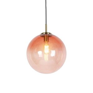 Závesné svietidlo v štýle Art Deco mosadz s ružovým sklom 33 cm - Pallon vyobraziť