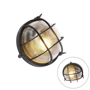 Priemyselná okrúhla nástenná lampa čierna IP44 - Noutica vyobraziť