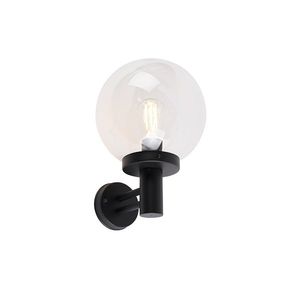 Vonkajšia nástenná lampa čierna s plastovým krytom IP44 z nehrdzavejúcej ocele - Sfera vyobraziť