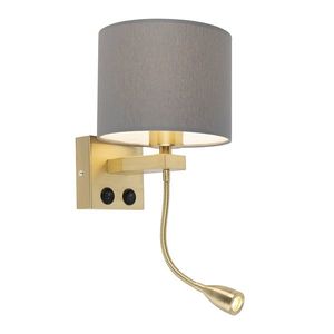 Art Deco nástenná lampa zlatá s sivým tienidlom - Brescia vyobraziť