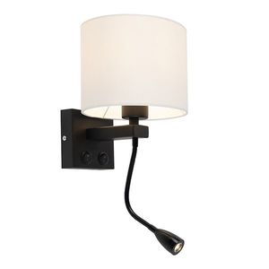 Moderná nástenná lampa čierna s bielym tienidlom - Brescia vyobraziť