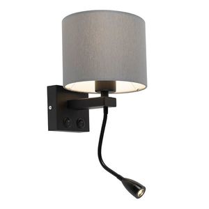 Moderná nástenná lampa čierna so sivým tienidlom - Brescia vyobraziť