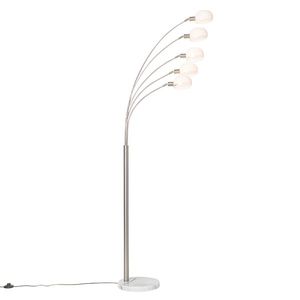 Dizajnová stojaca lampa oceľ s opálovým sklom 5-svetlo - Sixties Marmo vyobraziť