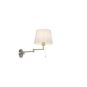Nástenná lampa z ocele s bielym tienidlom a nastaviteľným ramenom - Ladas Deluxe vyobraziť