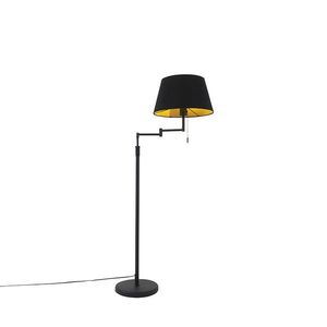 Stojaca lampa čierna s čiernym tienidlom a nastaviteľným ramenom - Ladas Deluxe vyobraziť