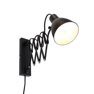 Priemyselná nástenná lampa čierna s nastaviteľným ramenom - Merle vyobraziť
