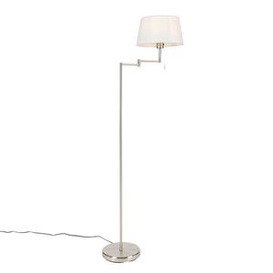 Klasická stojaca lampa oceľ s bielym nastaviteľným tienidlom - Ladas vyobraziť