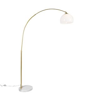 Moderná oblúková lampa mosadz s bielym tienidlom - Arc Basic vyobraziť