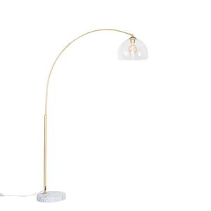 Moderná oblúková lampa mosadz s priehľadným sklom - Arc vyobraziť