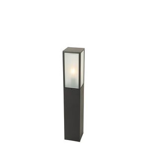 Stojaca vonkajšia lampa čierna s rebrovaným sklom 80 cm IP44 - Charlois vyobraziť