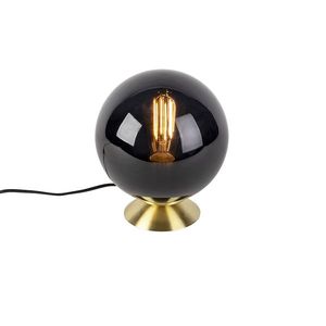 Art Deco stolová lampa mosadz s čiernym sklom - Pallon vyobraziť