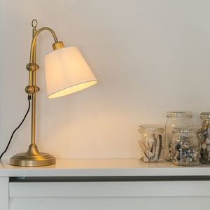 Klasická stolná lampa bronzová s bielym tienidlom - Ashley vyobraziť