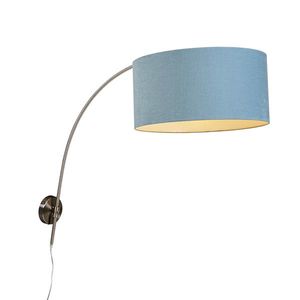 Nástenná oblúková lampa oceľ s tienidlom modrá 50/50/25 nastaviteľná vyobraziť