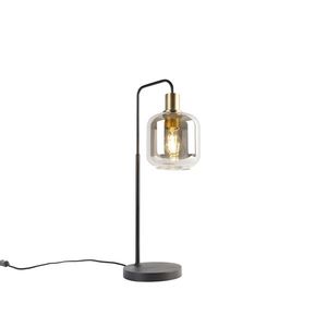 Inteligentná stolná lampa čierna so zlatom a dymovým sklom vrátane Wifi A60 - Zuzanna vyobraziť