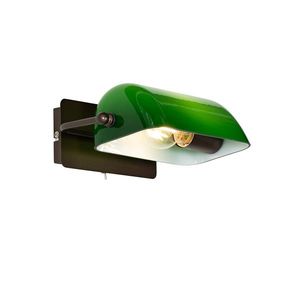 Klasická nástenná lampa notára tmavá bronz so zeleným sklom - Banker vyobraziť