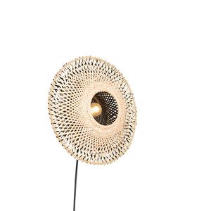 Inteligentná nástenná lampa bambus 30 cm so zástrčkou vrátane Wifi P45 - Rina vyobraziť