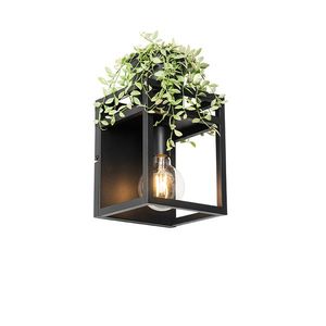 Priemyselná nástenná lampa čierna s poličkou - Cage Rack vyobraziť
