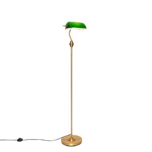 Klasická stojaca lampa na notára bronzová so zeleným sklom - Banker vyobraziť