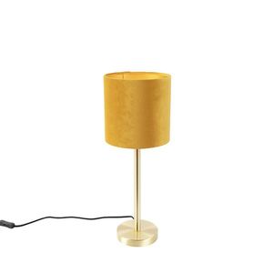 Stolná lampa mosadz s žltým tienidlom 20 cm - Simplo vyobraziť