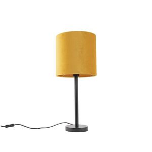 Art Deco stolná lampa čierna so žltým tienidlom 25 cm - Simplo vyobraziť