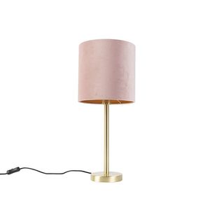 Stolná lampa s ružovým tienidlom vyobraziť