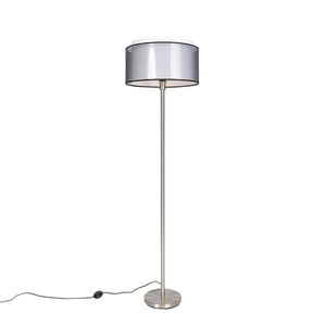Dizajnová stojaca lampa oceľ s čiernym a bielym tienidlom 47 cm - Simplo vyobraziť