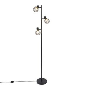 Dizajnová stojaca lampa čierna 3-svetlo nastaviteľná - Mesh vyobraziť