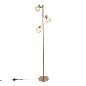 Dizajnová stojaca lampa zlatá 3-svetlo nastaviteľná - Mesh vyobraziť