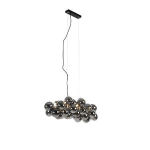 Art Deco závesná lampa čierna s dymovým sklom 8-Lights - Uvas vyobraziť
