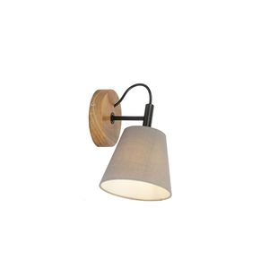 Rustikálna nástenná lampa drevená s sivou - Cupy vyobraziť